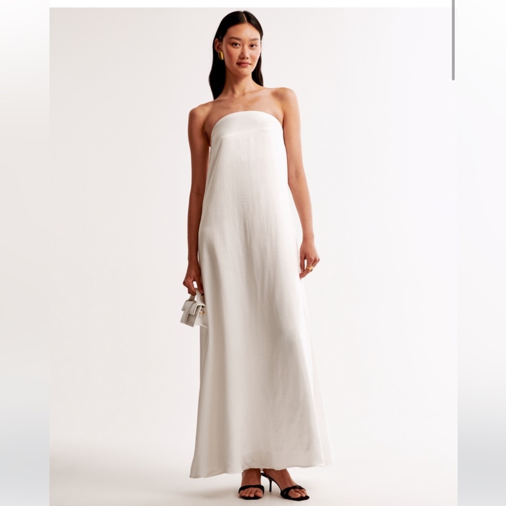 Abercrombie & Fitch Strapless Maxi Dress in White